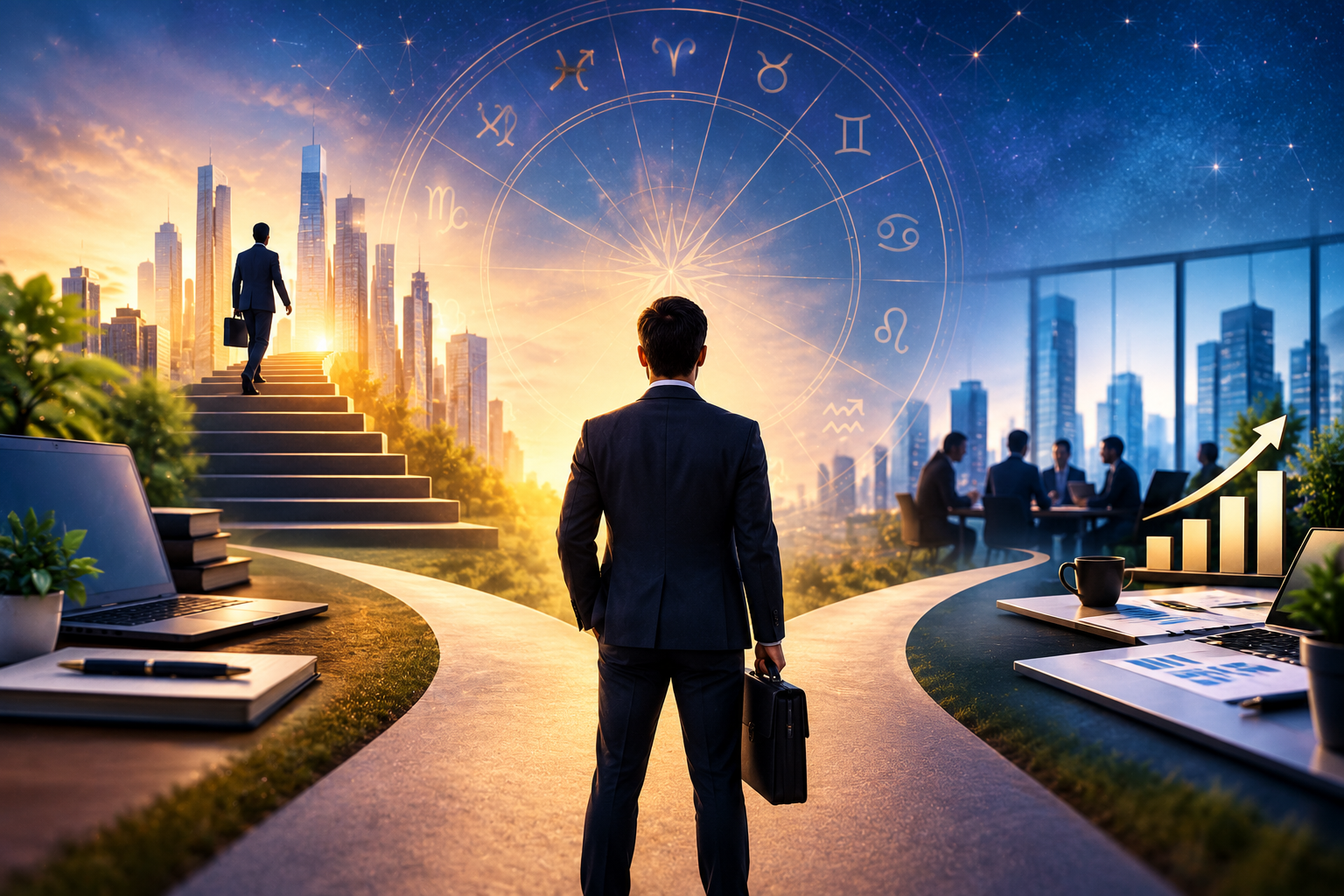 Cosmic universe representing career and business astrology